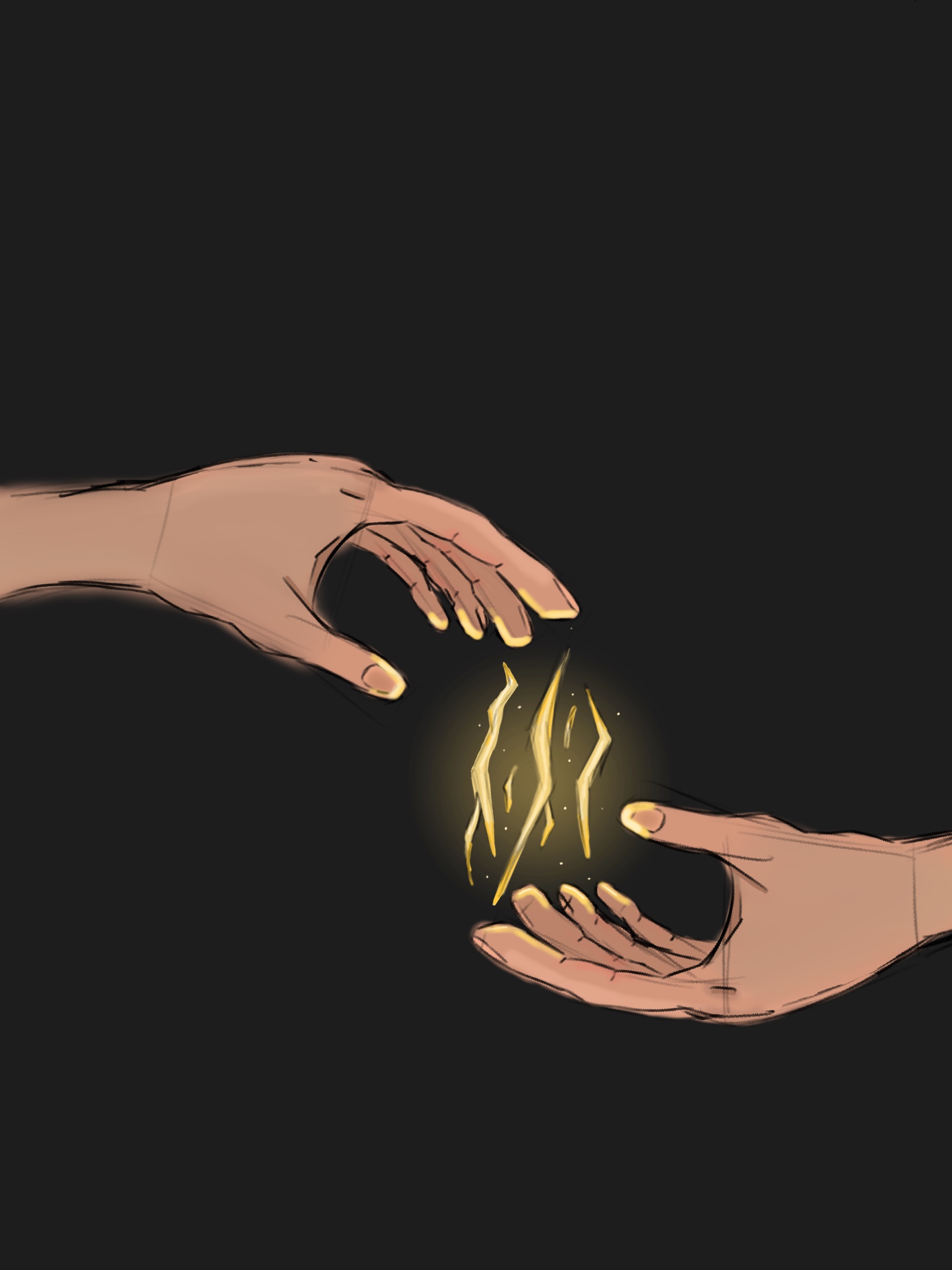 a Spark between fingers